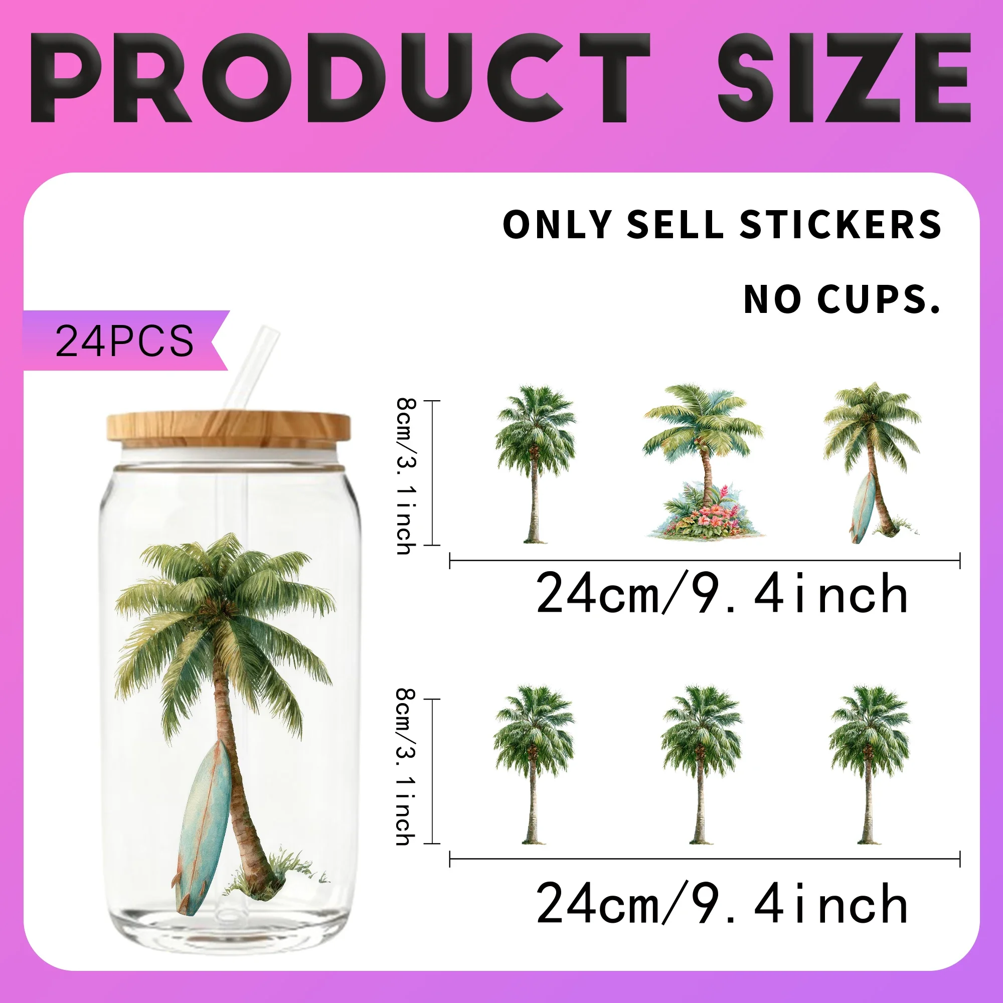 24 Stück/Set Palmen-Aquarell-T – Rdta Tank Glass Bewertung und Preis
